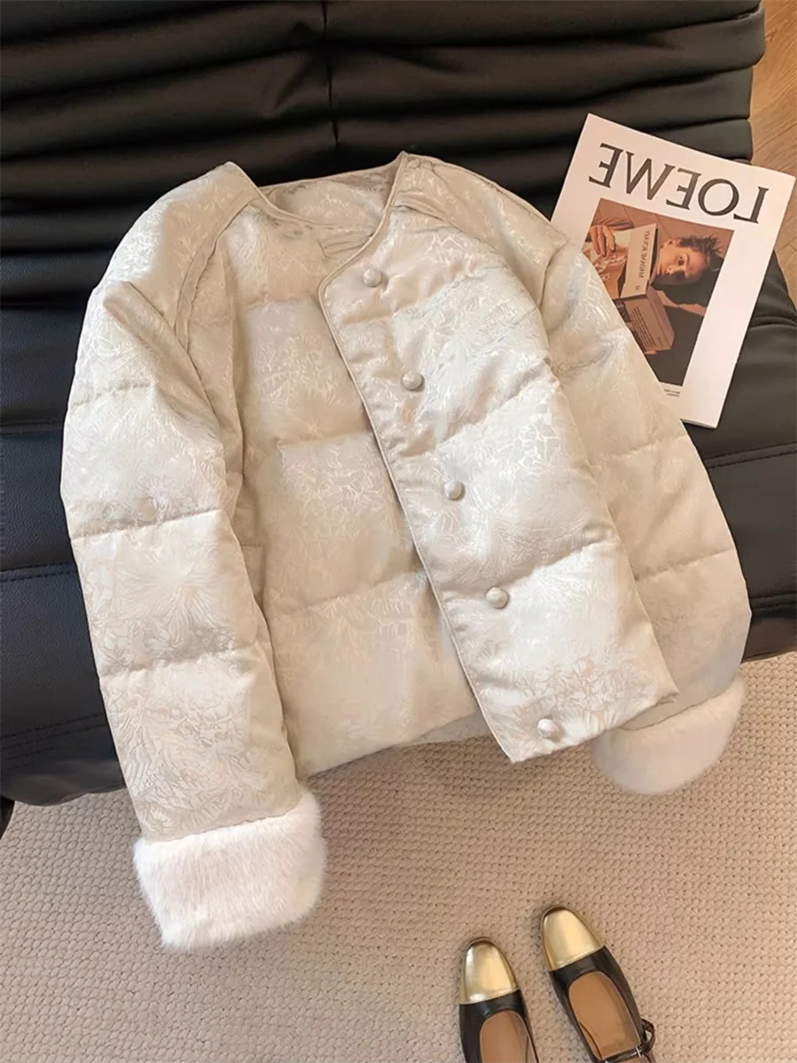 

Новая женская осенне-зимняя приталенная хлопковая куртка в китайском стиле с круглым вырезом, пышными вставками и пэчворком