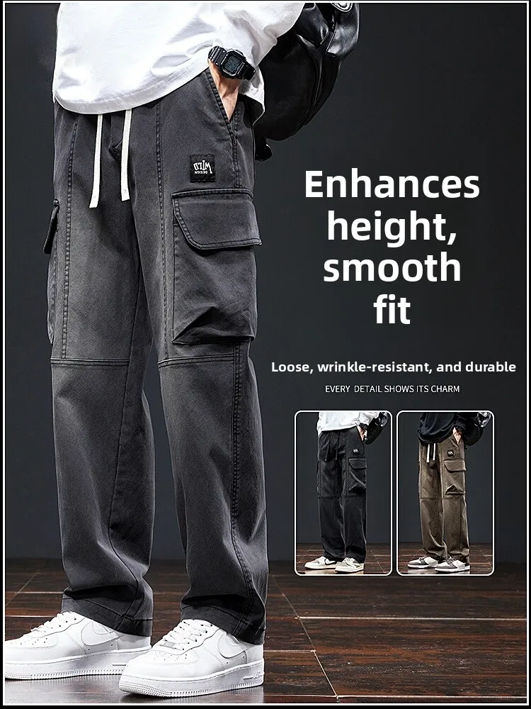 

Мужские джинсы в американском ретро-стиле, свободного кроя, прямые, широкие штанины, повседневные, осенние, из денима, свободного силуэта