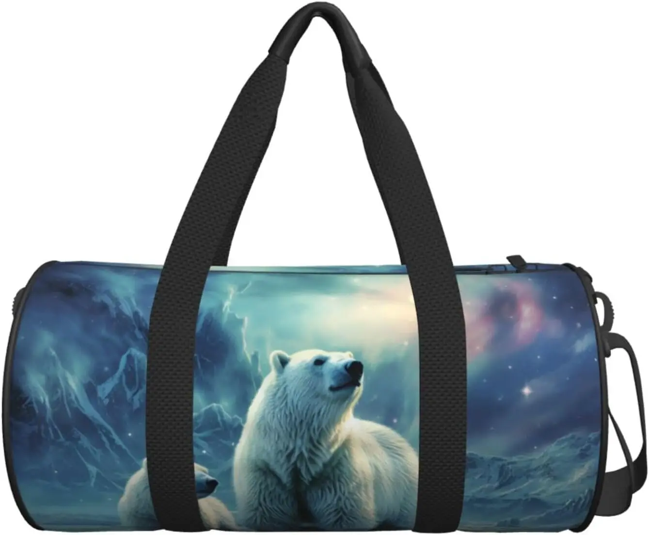 Polar Bears Northern Lights Travel Duffle Bag Carry On Weekender Overnight Bag Sport Gym Bag for Women Men Foldable Travel