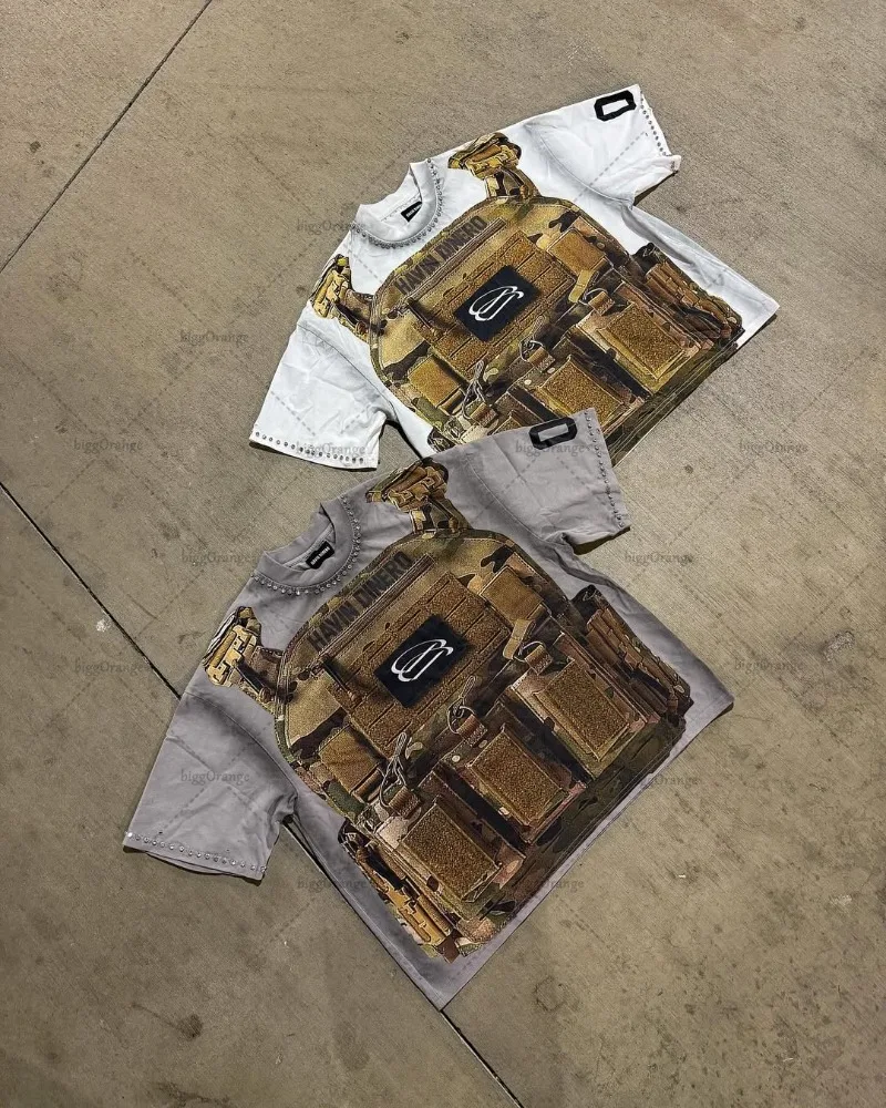 جديد عصري الهيب هوب الشرير الشارع الشهير الجرافيك القمم الرجال Y2K Harajuku ريترو المعتاد تي شيرت ملابس عادية القوطية خمر #5