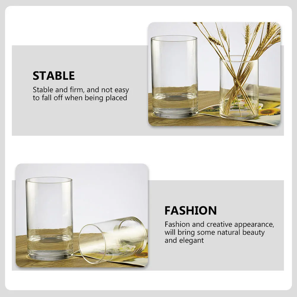 

Simple Style Cylinder Vase High Grade Material Transparent Glass Vase for Desktop Flower Art Holder Natural