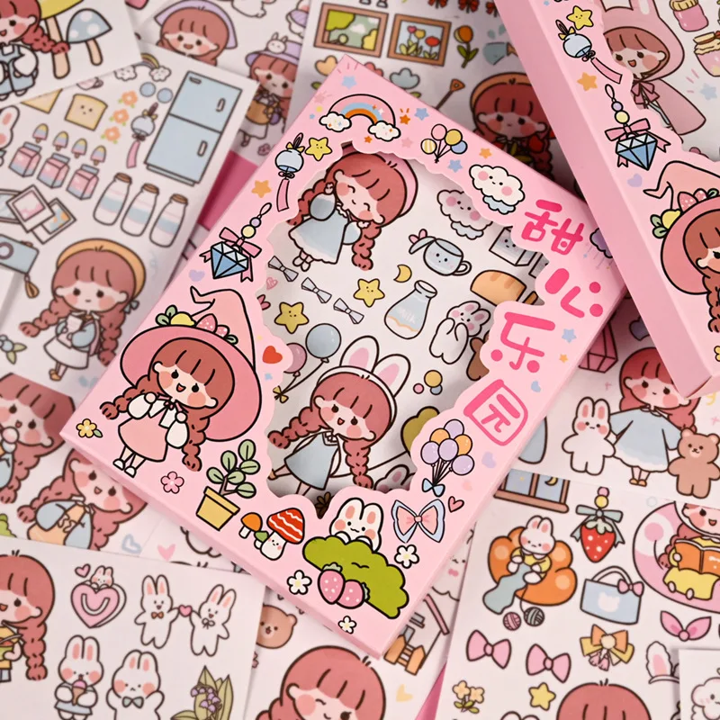 50 قطعة/المجموعة، ملصقات اشي الكرتونية، ديكور حساب اليد، مذكرات قلب فتاة DIY نمط ملصق لطيف فتاة المواد ملصق