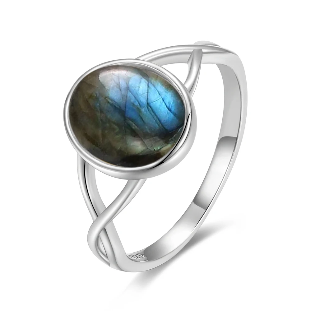 Women's Labradorite 925 Silver Ring with Rainbow Light, Gift