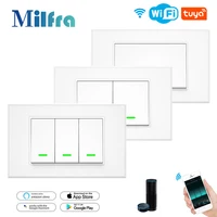 Milfra-interruptor Wifi inteligente, cable neutro opcional, interruptores de luz de botón de pared inteligentes, AC100-240V, aplicación Tuya, Control por voz por Alexa