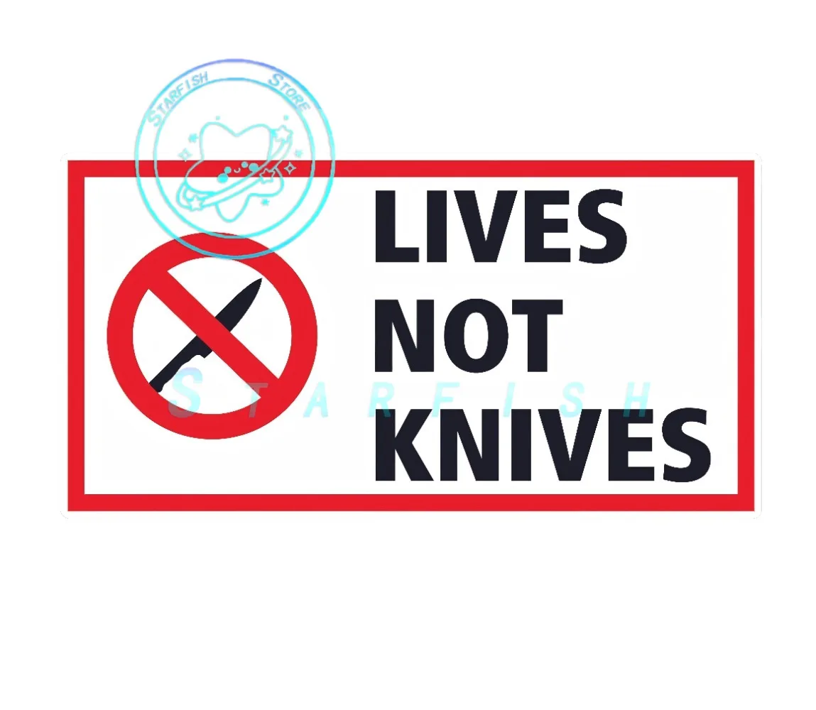 

Lives Not Knives Vehicle Stickers Car Truck Taxi Decoration PVC Material Waterproof Sunscreen Spray Coating Process