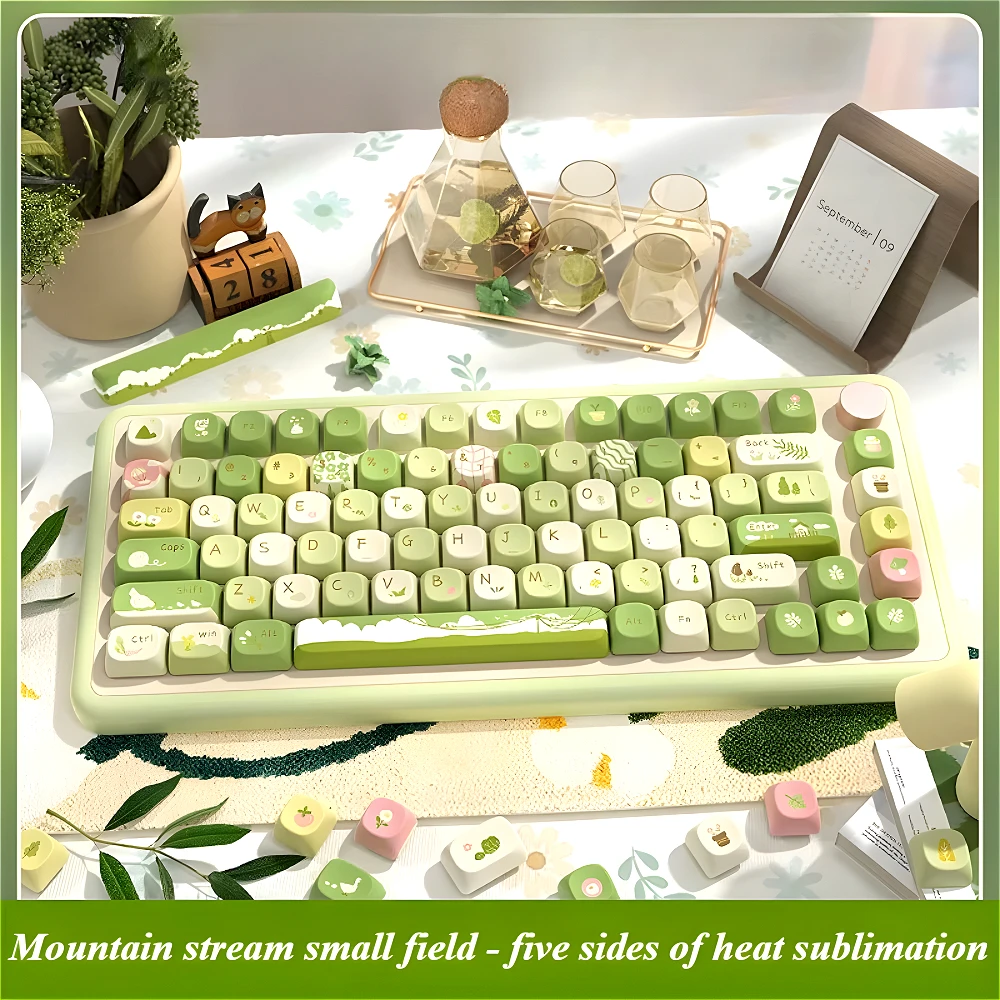 

Mountain Stream Ono Green Keycaps MCA PBT Sublimation Technology Small Fresh Keycap Set for HI75 61 84 96 98 99 104 F87