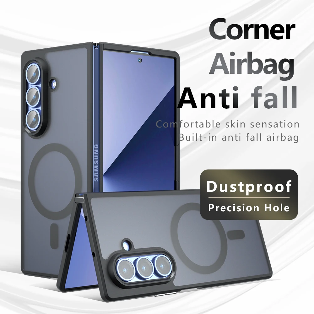 

For Magsafe Transparent Magnetic Wireless Armor Case For Samsung Galaxy Z Fold7 Fold 7 6 5 4 Shockproof Matte Plastic Back Cover