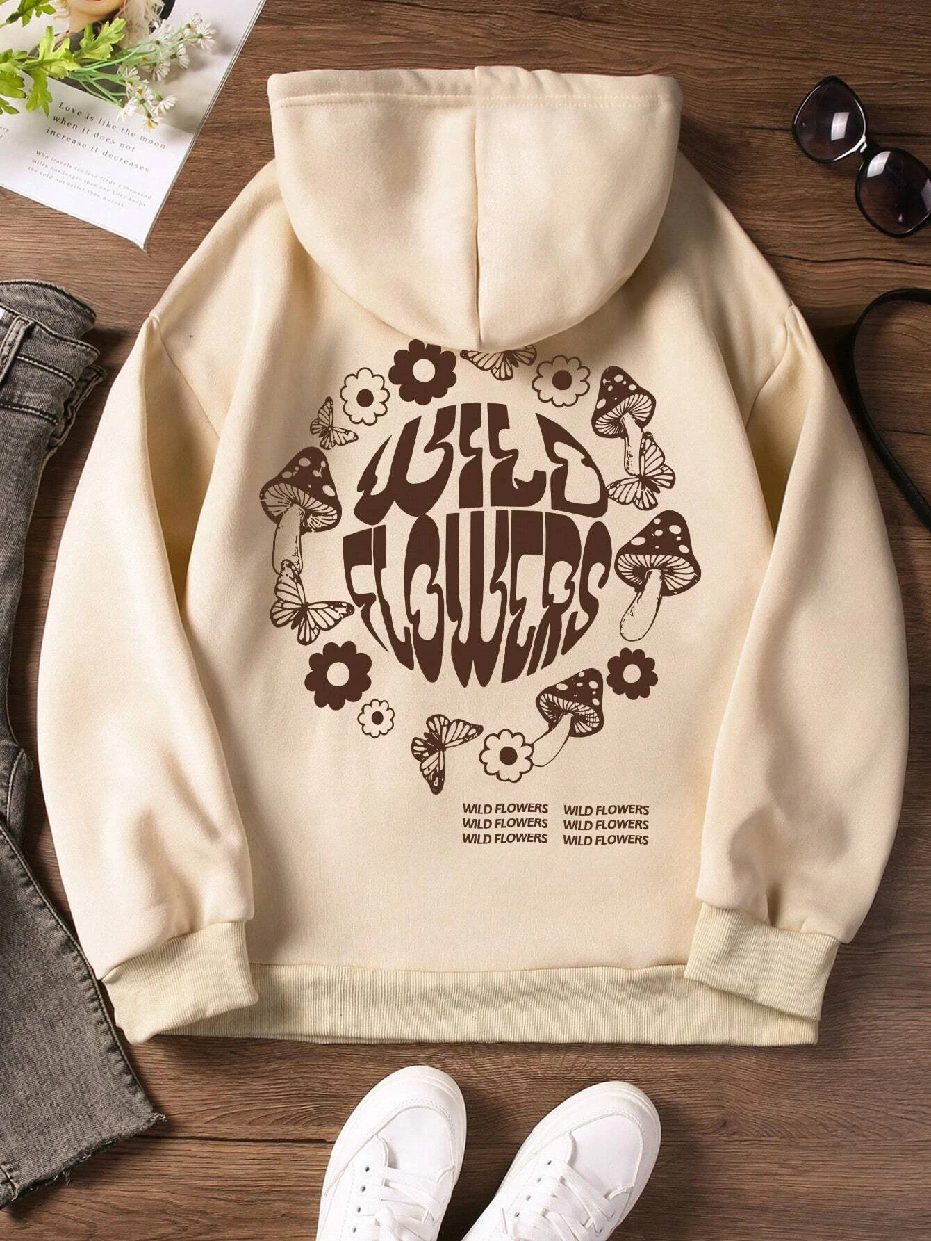Cartoons Mushroom Printing Women\'s Hoodies Fashion All-Match Hoodie Warm Fleece S-XXL Hoody Autumn Comfortable Clothing Tops