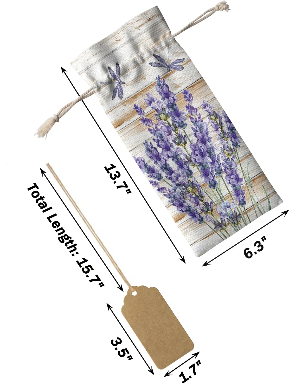 Purple Lavender Dragonfly Wine Bottle Covers with Drawstring Wine Bag Holder Carrier Packaging Bag Wedding Party Decor Gift