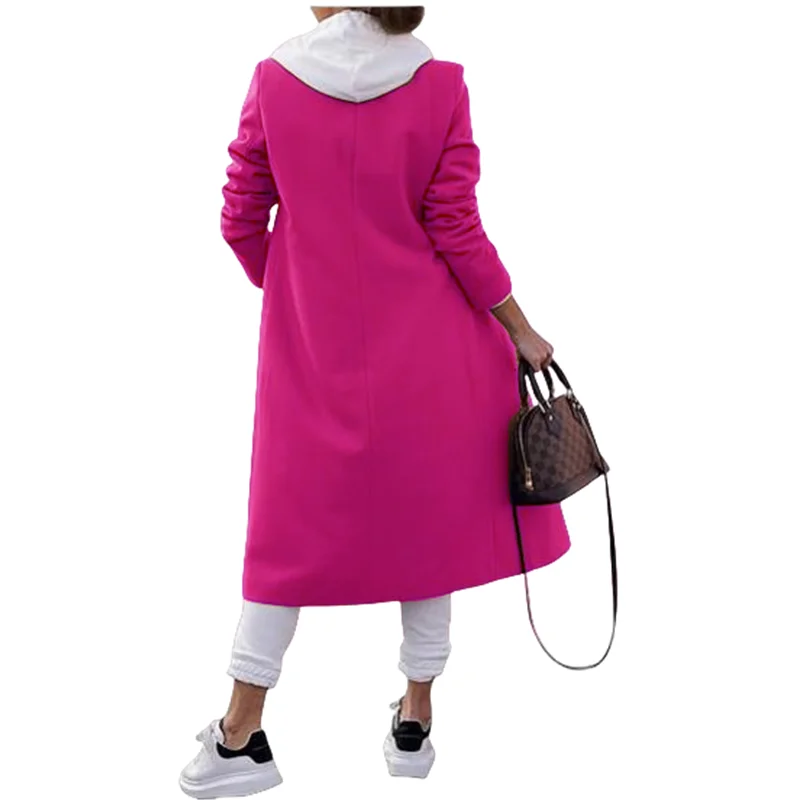 Women's Jakcets Wool Blends Clothing Autumn Long Trench Coat Jacket For Women Streetwear Outer Wear Solid Color Lapel Fashion