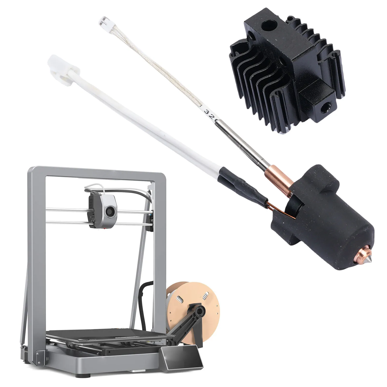 

3D-принтер Hotend 3D-принтер Hot End Керамический нагреватель с высокой теплопроводностью 60 Вт и алюминиевым радиатором для ПП PC PLA-CF PA-CF
