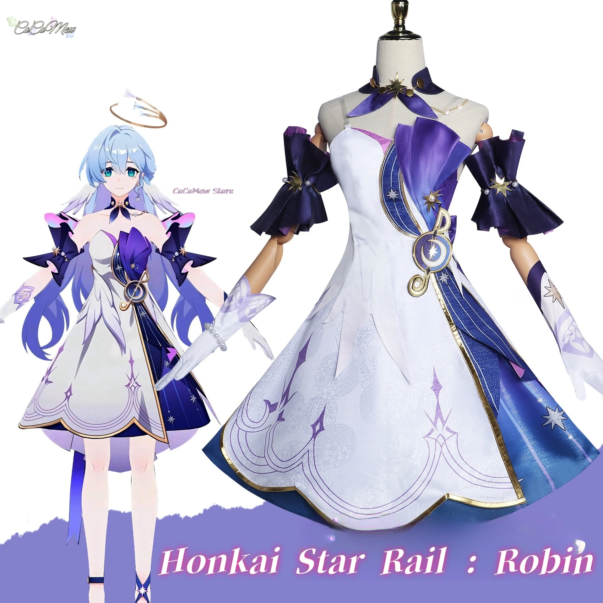 Costume de Cosplay du Jeu Honkai Star Rail pour Femme, Robe Imprimée en 3D, Perruque, Chaussures, Vêtements de ixde Carnaval