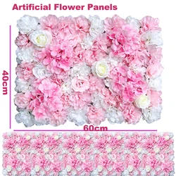 Artificial Flower Wall Panels Flowers Wall Mat For Bedroom Backdrop Wedding Wall Decorations Silk Rose Flower Panels Pink