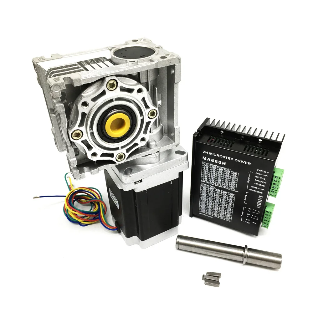 RV040 Worm Gearbox 5:1 10:1 15:1-80:1 Speed Reducer & Nema34 8.5N.m Stepper Motor 2 PH & 7.2A DM860H Driver kit for CNC Router