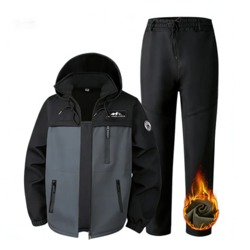 الخريف والشتاء في الهواء الطلق التكتيكية الصوف سترة مجموعة يندبروف مقاوم للماء ودافئة تسلق الجبال دعوى الباردة واقية ملابس العمل #2