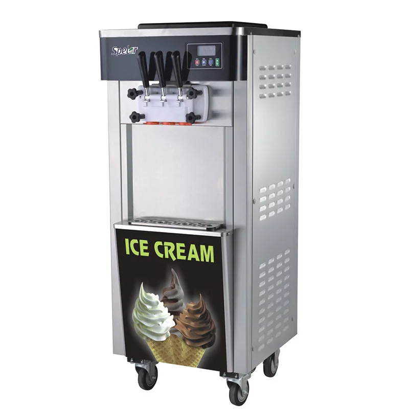 with ice cream cone system！Full stainless steel + 20L/h  ！Commercial stainless steel soft serve ice cream vending machine coin