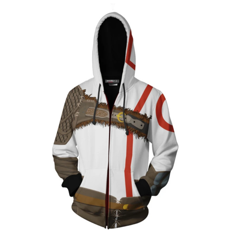 Sudadera con capucha con cremallera de Kratos para hombre y mujer, disfraz de Game God Of War, suéter deportivo de ocio, estampado 3D