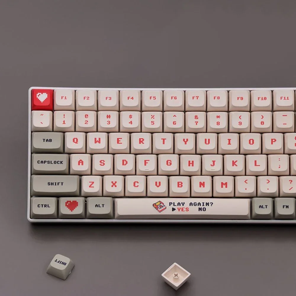 138 Keys Anime Retro Red And White Machine Keycaps Dye Sub   Profile for MX Switch DIY Ducky Game Mechanical Keyboard