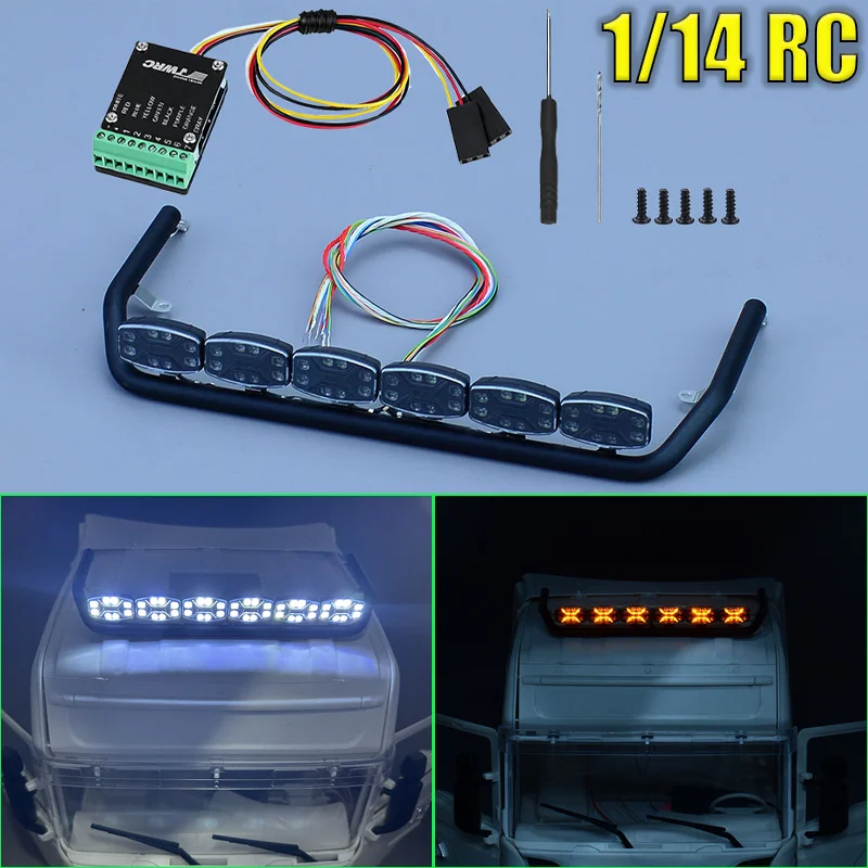 RC 1/14 Simulation Two-color Spotlight Multi-mode Flashing for Tamiya RC Truck SCANIA 770S R620 VOLVO ACTROS 3363 TGX Car