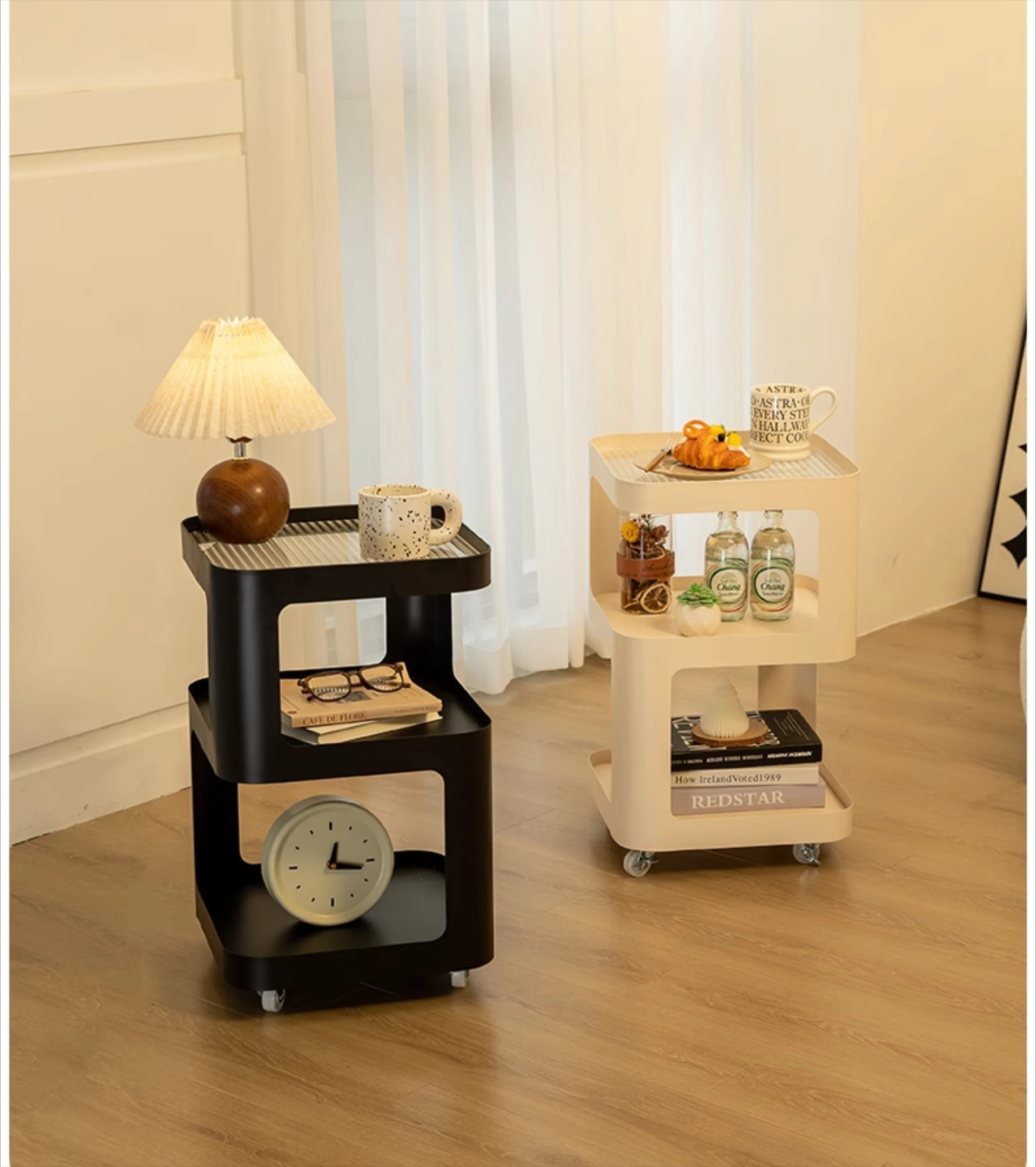 Small bedside table simple modern home bedroom bedside shelf with lamp wrought iron creative movable side few