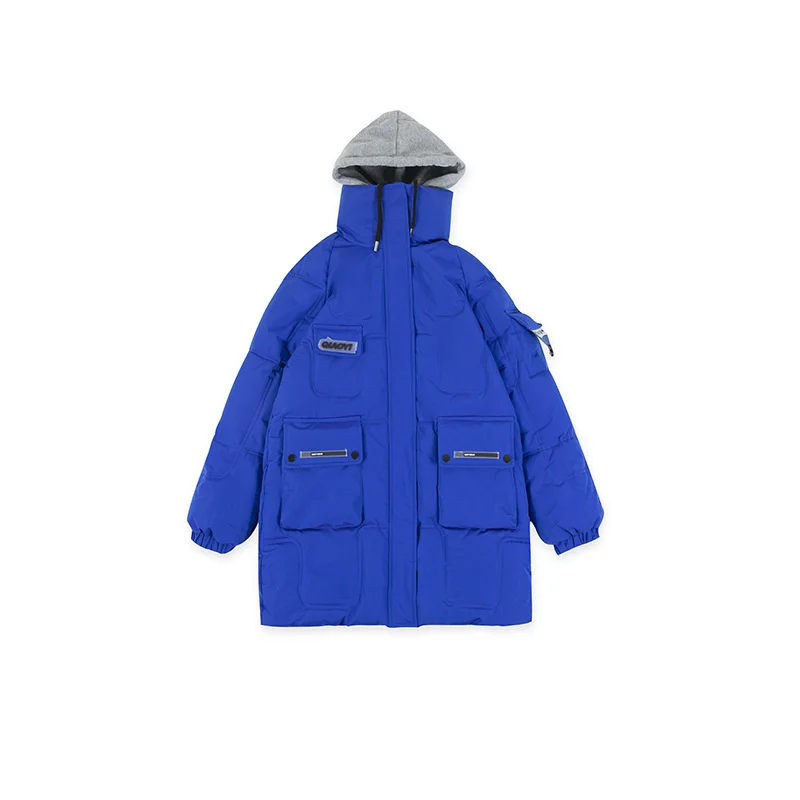 Inverno novo com capuz longo estudante cor sólida algodão-acolchoado quente solto jaqueta feminina parkas moda outwear