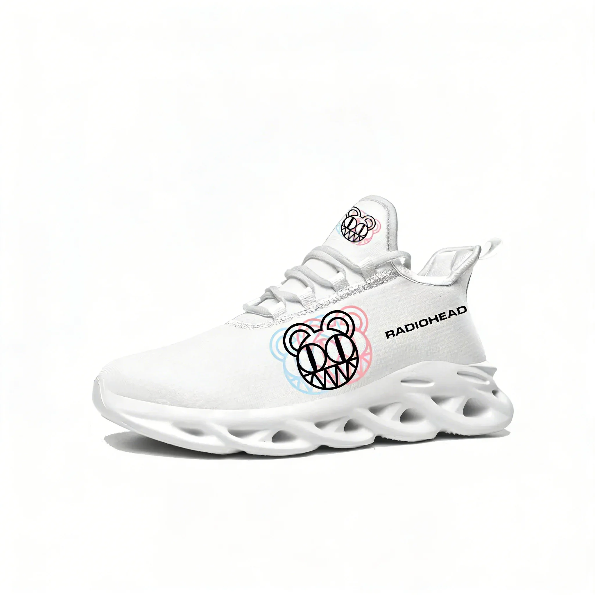 

Radiohead Rock Band Lace Mesh Shoes Flat Sneaker Mens Womens Running Shoes Sport Sneakers High Quality Customized Footwear White