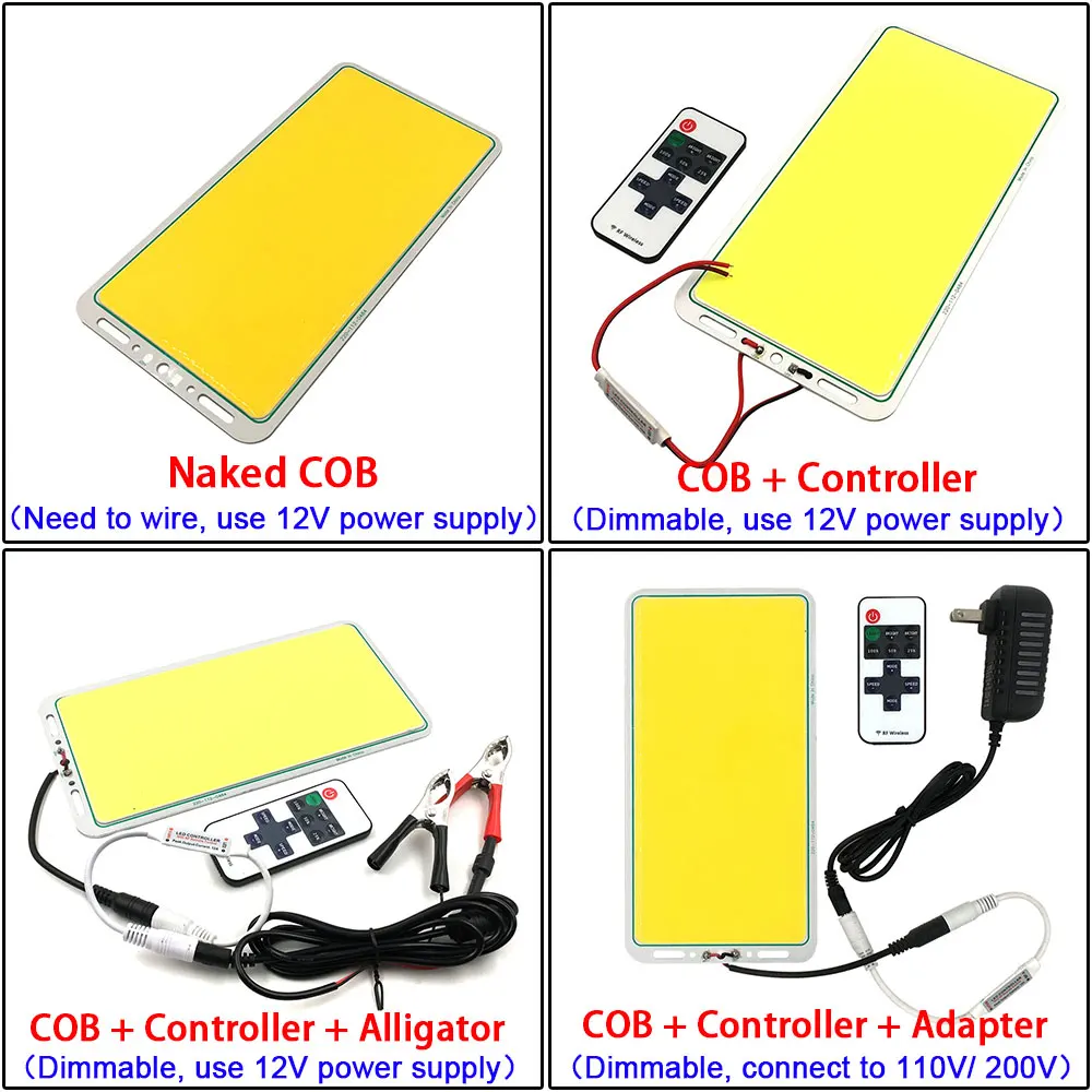 Hochhelles, dimmbares 100 W 12 V LED-COB-Lichtpanel mit Dimmer-Matrix-LED-Platine für Außenbeleuchtung, Camping-Lampe, Autolampe, DIY