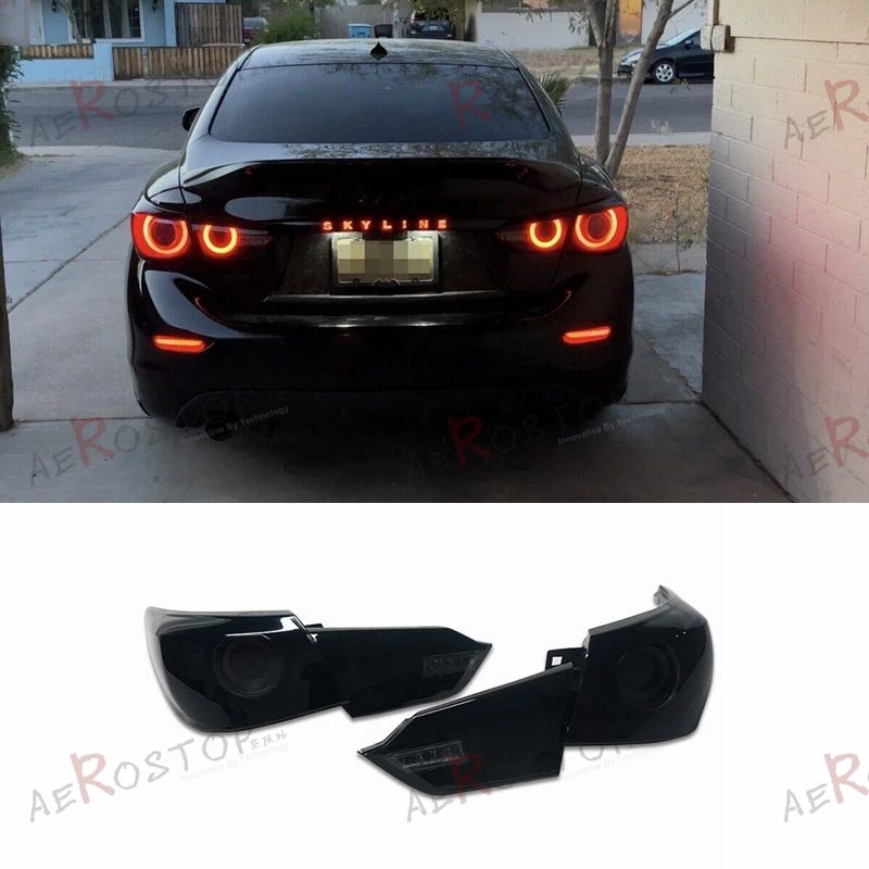 

ДЛЯ 2014 2015 2016 2017 Q50 Q50S SKYLINE V37 400R СТИЛЬ Светодиодный задний фонарь Комплект задних фонарей 4 шт. (ЗАМНАЯ ЛИНЗА)