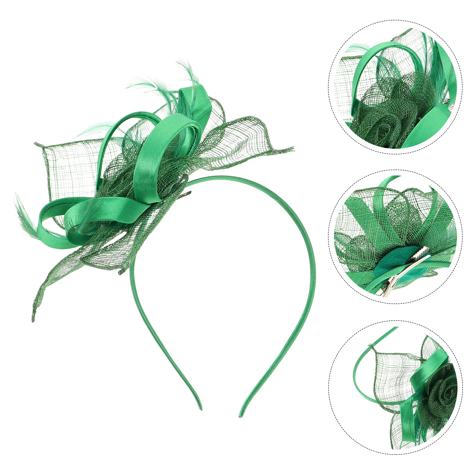 

Vintage Green Organza Fascinator Hat Mesh Headpiece Bridal Wedding Banquet Tea Party Women Bridal Hair Accessories