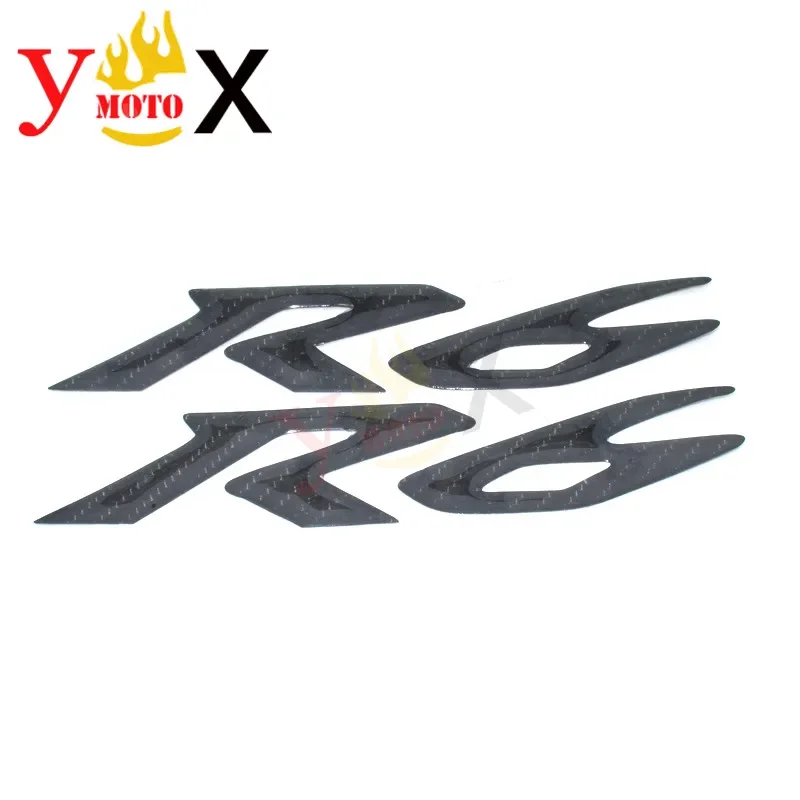 

Pair R6 Motorcycle 3D Carbon Fiber Fuel Tank Side Fairing Logo Emblem Sticker Decal Symbol Mark Badge For Yamaha YZF 600 YZF-R6