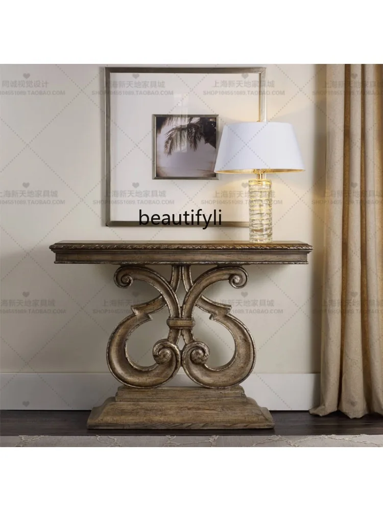 zq American Country Hall Cabinet Decoration Table European Minimalist Villa Corridor Console Tables