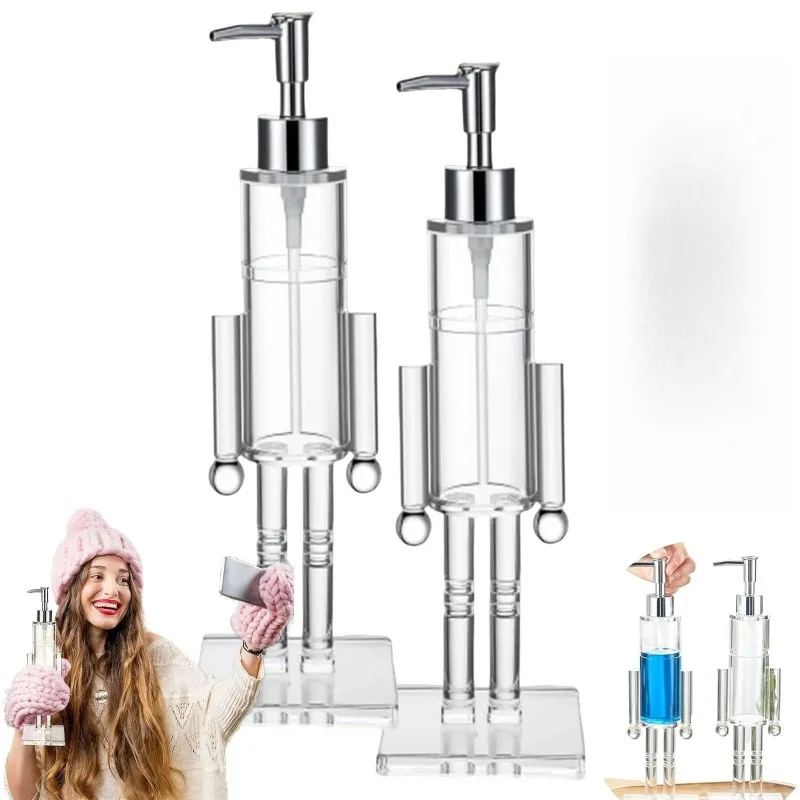 

2pcs/set Household Nutcracker Design Acrylic Bathroom Soap Dispenser Portable Hand Wash Liquid Dispensing Bottles