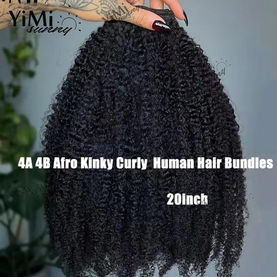 4A 4B Afro Kinky Krullend Menselijk Haar Bundel Aanbiedingen Kleine Kinky Krul Mongoolse Virgin Haar Inslag Extensions Maken Volledige Hoofd Yimisunny