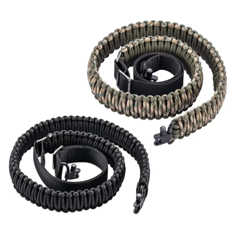 2 pontos sling rifles paracord cinta antiderrapante paracord sling com giros comprimento ajustável rápido cinta caça acessório