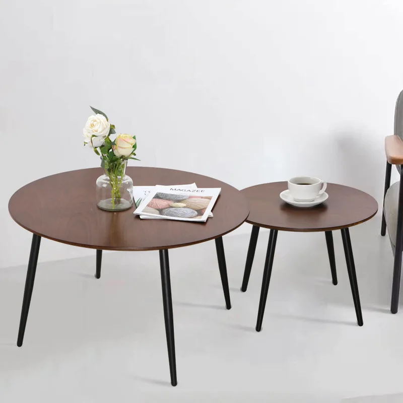 Formwell WP90 coffee table, side table, Walnut wood veneer tabletop with metal legs in powder coating