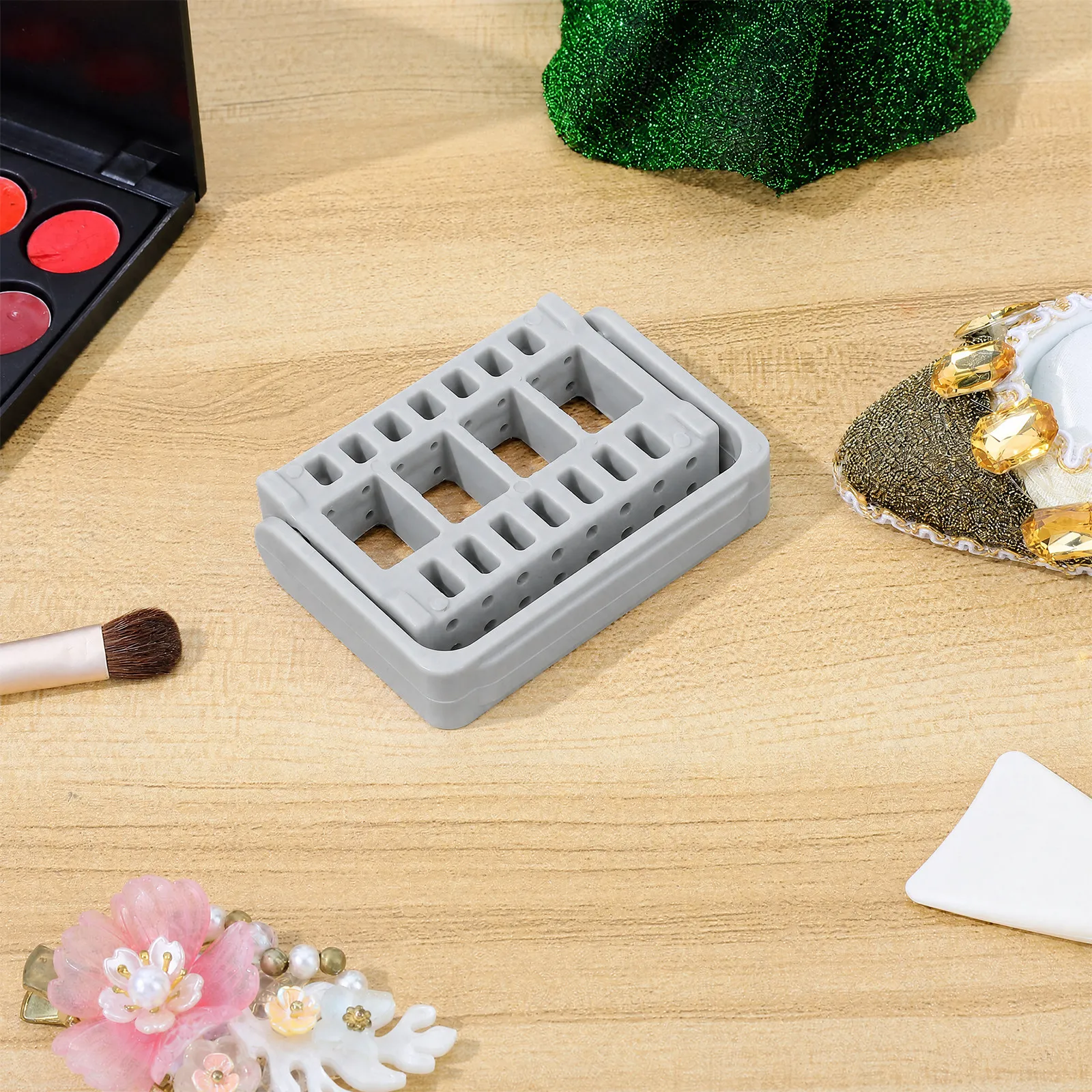 Nail Drill Bit Holder Box 16 Hole Large Capacity Lightweight Manicure Tool Organizer for Salon Home