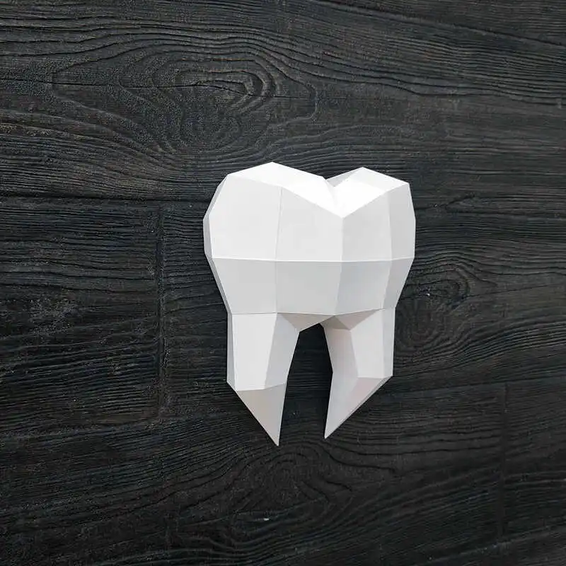 27cm Tooth Model 3D Paper Model Dentist's office Wall Hanging Papercraft DIY Hallway Decor Low Poly Porch Ornament Handmade Toy