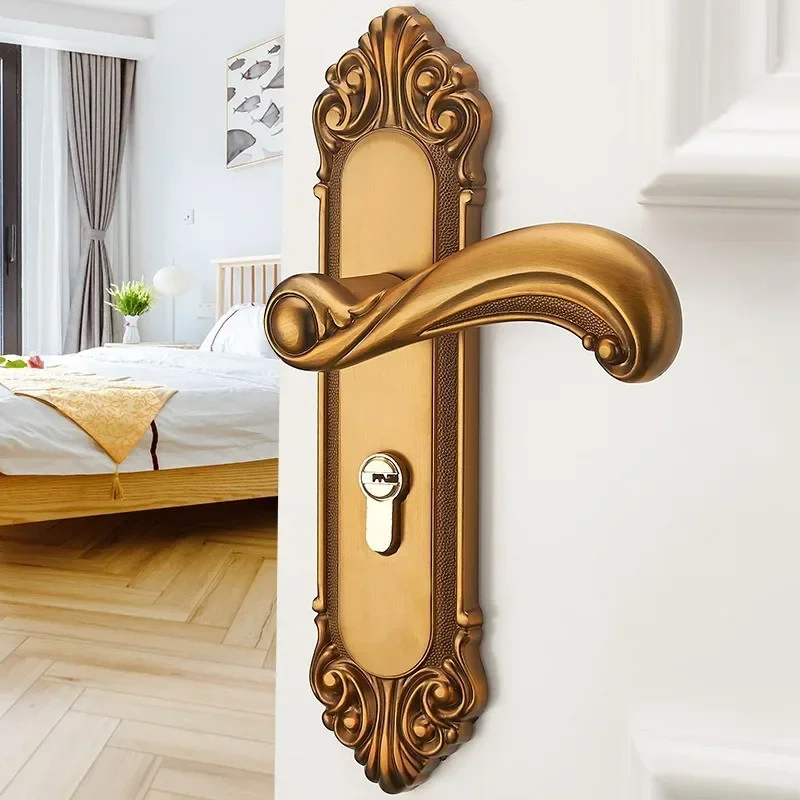 Huanggu Bedroom Wooden Door Handle Lock, Silent Indoor Hardware Handle, Mobile Phone Mechanical Door Lock