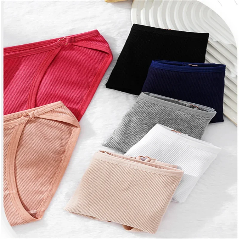 7PCS/SET Women Cotton Panties Women Sexy Low Rise Briefs Female Breathbale Underwear Button Design Pattern Soft Lingerie