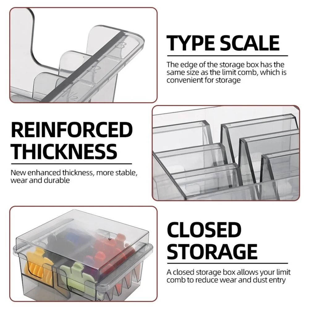 

Universal Hair Clipper Storage Box Plastic 8 Grids Limited Position Comb Storage Rack Haircutting Professional