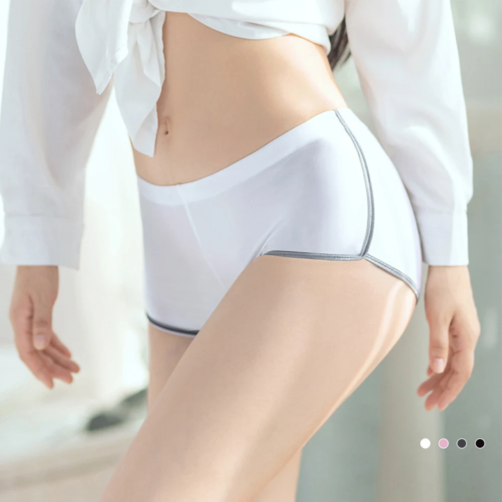 Women Sexy Erotic Soft Breathable Seamless Oil Shiny Glossy Underwear Stretch Panties Smooth Shorts Solid Ladiess