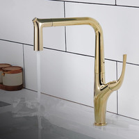 Gold Pull Out Kitchen Faucet Brushed Gold Water Sink Tap Brass Crane For Kitchen Black Sink Faucet Mixer Gray Kitchen Faucet