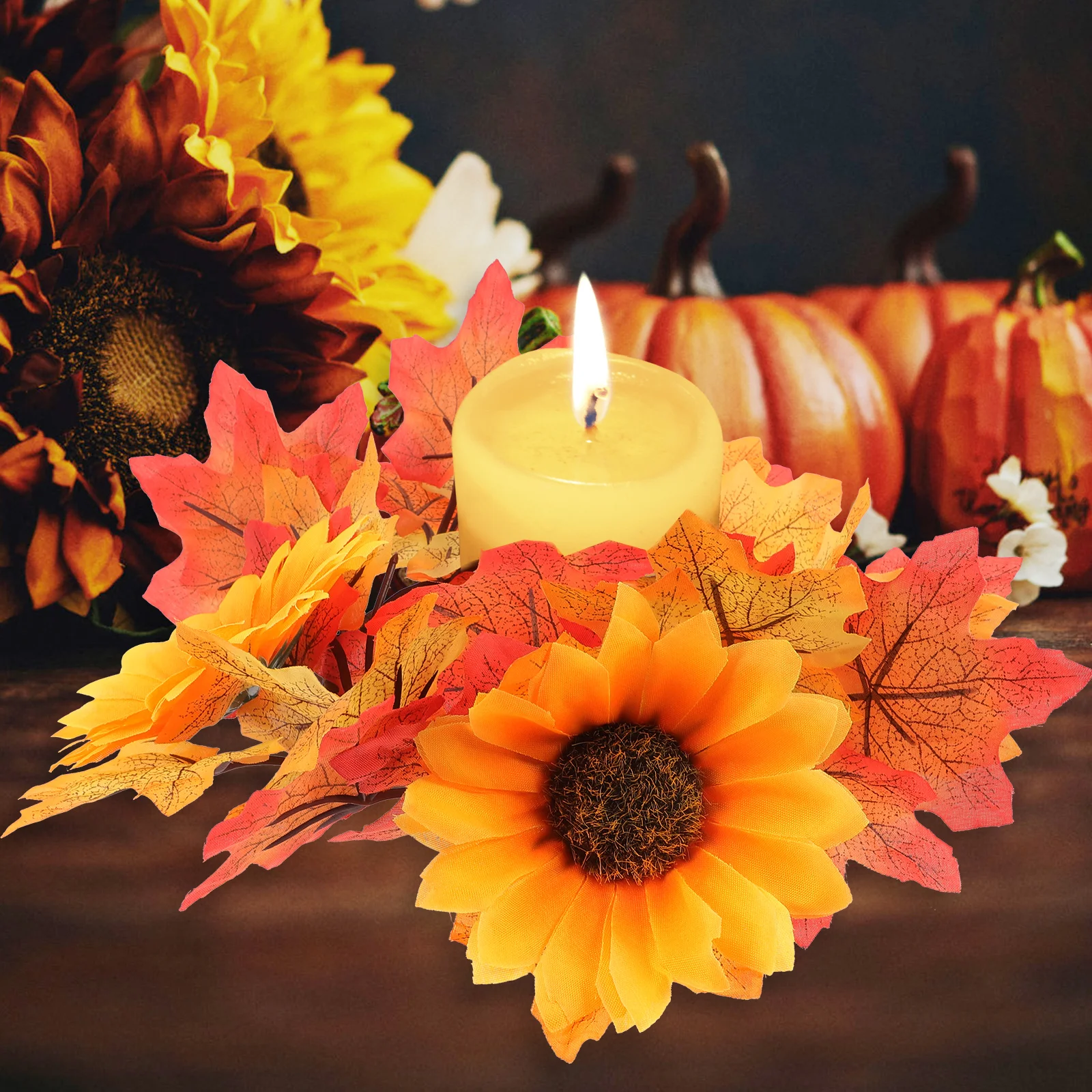 

Sunflower Garland Autumn Wreath Table Centerpiece Decorations Christmas Tree Fall Pe (plastic) for Home