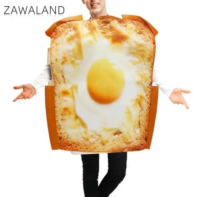 Zawaland-Disfraz divertido de comida tostada, ropa de fiesta de Carnaval para adultos, traje de pan para hombre y mujer, disfraz de actuación de Purim de Navidad