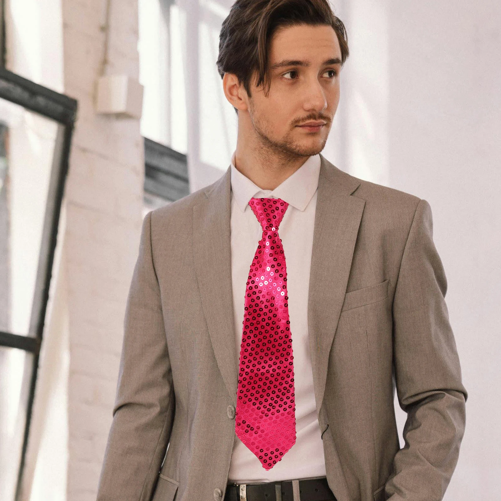 

Party Tie Sequin Neckwear for Men Shining Performance Props Sparkly Ties Holiday Accessory Festive Shirt Dress