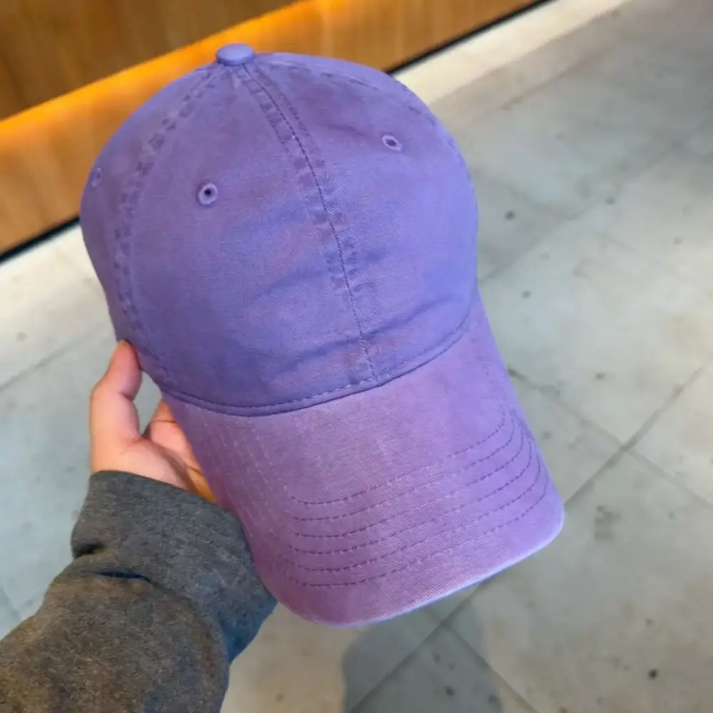 Large Size Baseball Cap For Men Deep Crown Korean Fashion Purple Hat Adjustable Cotton Sun Visor Breathable Casual Sport