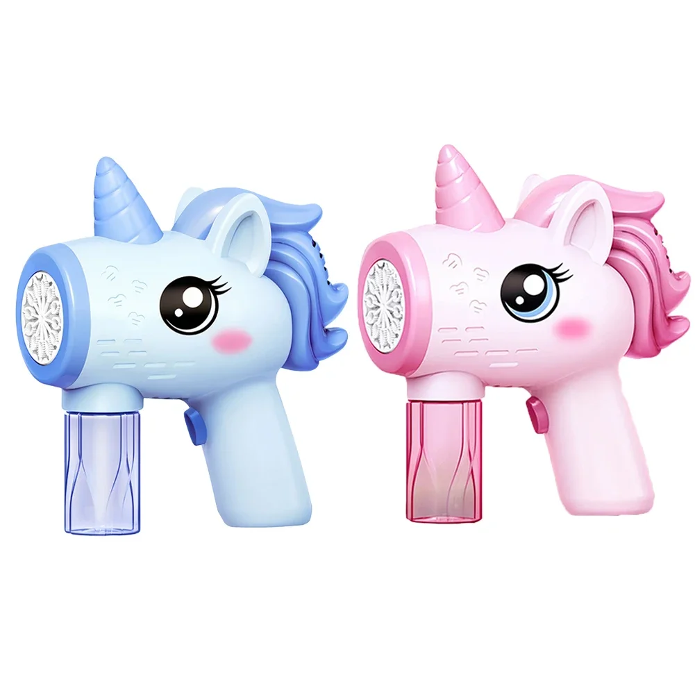 صانع فقاعات كهربائي على شكل وحيد القرن مع منفاخ فقاعات خفيف هدايا عيد ميلاد للأولاد والبنات بعمر 3 4 5 6 سنوات