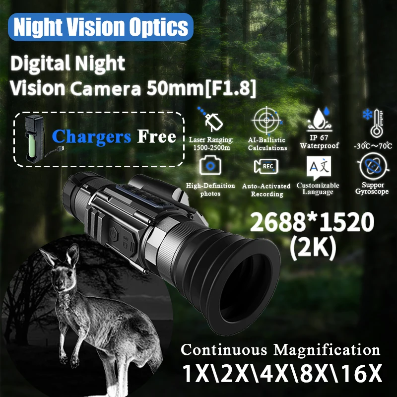 

FARHD 2k 1080P HD Night Vision Monocular Night Goggle Camera Sightmark IP67 Infrared Ir Melletary Digital Night Vision Scope