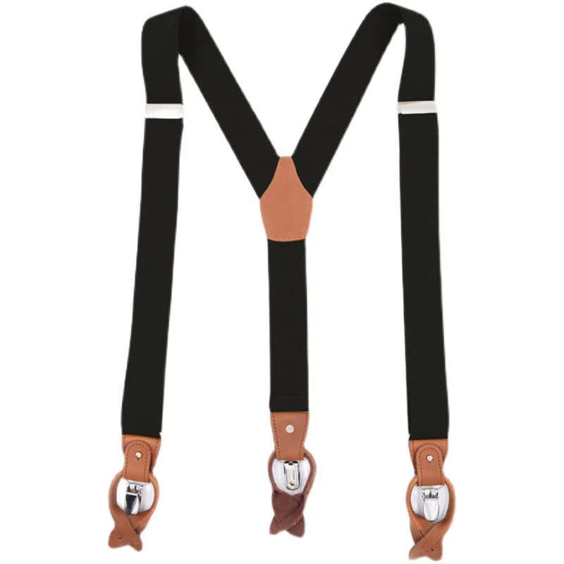 Men's suspenders clip suit suspenders Men's elastic non-slip pants suspenders gift set