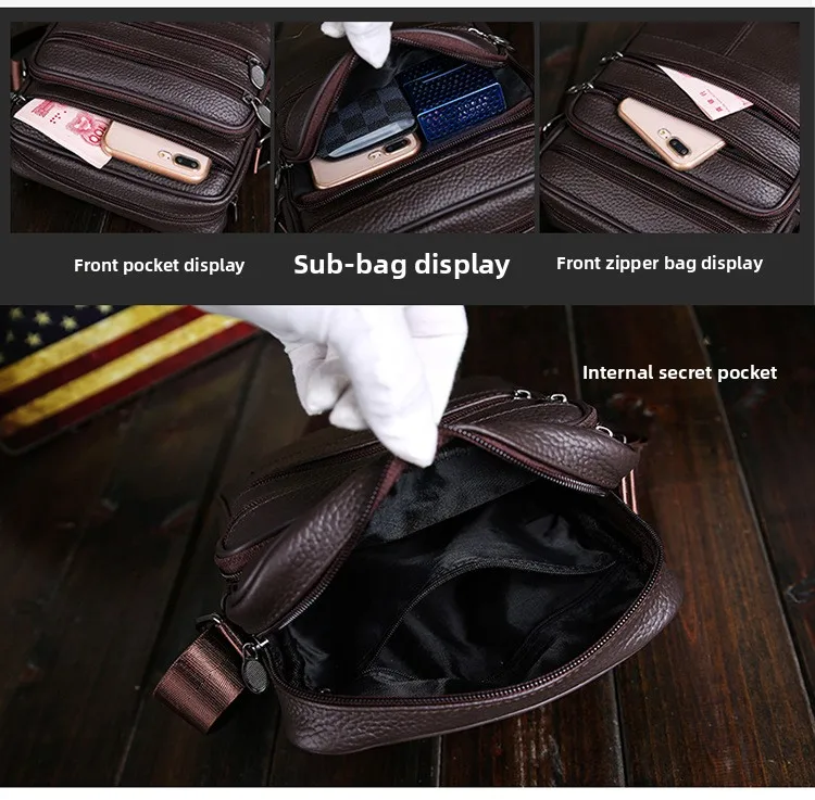 New Men's Casual Single-shoulder Bag, Business Multi-layer Crossbody Bag, Fashionable Large-capacity Small Crossbody Bag Men Bag